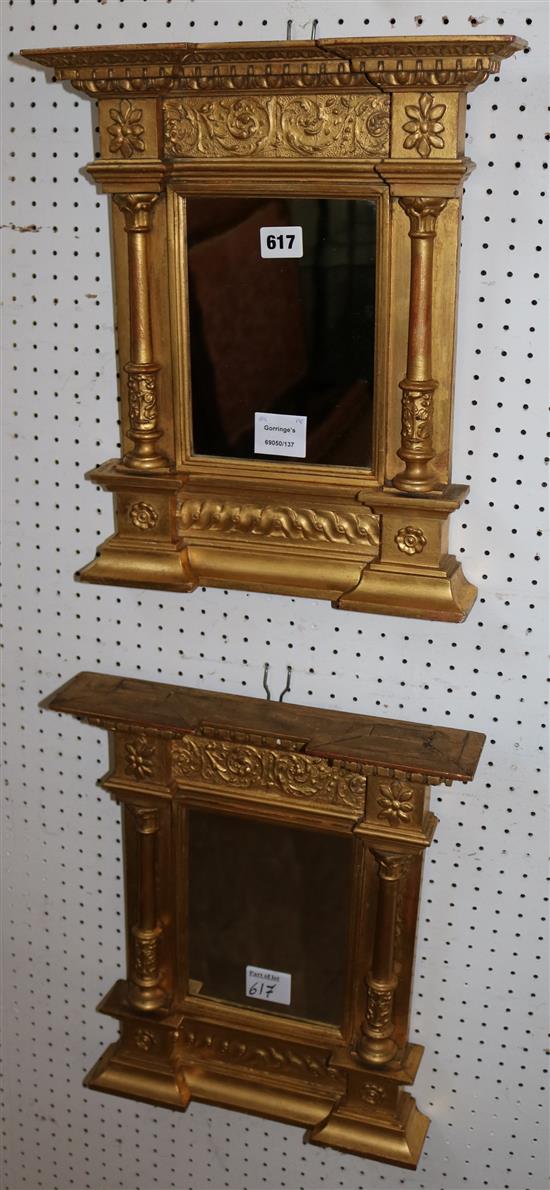 Pair of small 19th century Florentine style wall mirrors in gilt frame